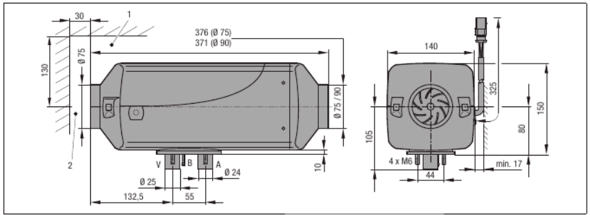 габариты Airtronic M2 B4L